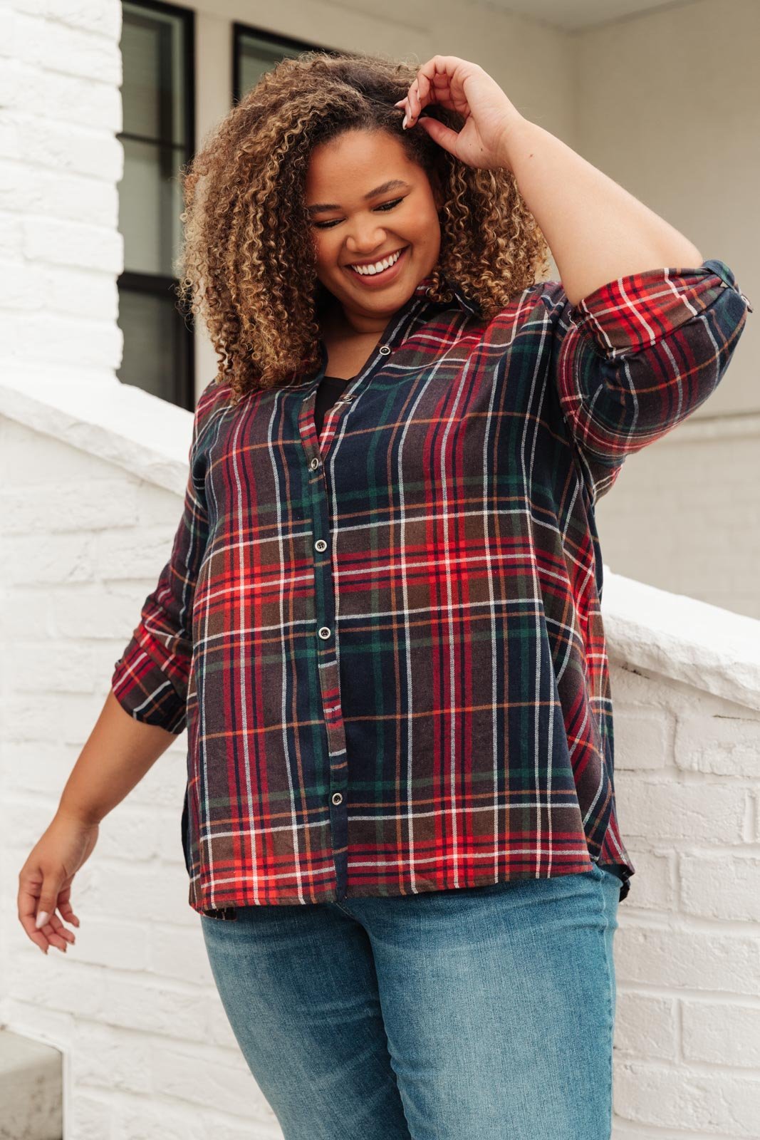 Alana Plaid Button Down Top (Online Exclusive) - Uptown Boutique Ramona