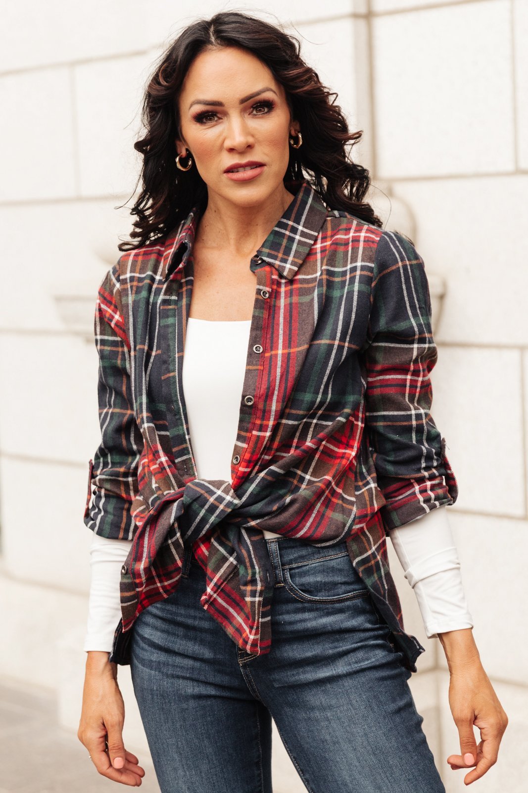 Alana Plaid Button Down Top (Online Exclusive) - Uptown Boutique Ramona