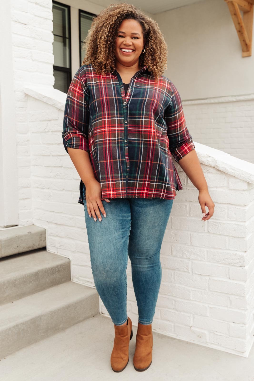 Alana Plaid Button Down Top (Online Exclusive) - Uptown Boutique Ramona