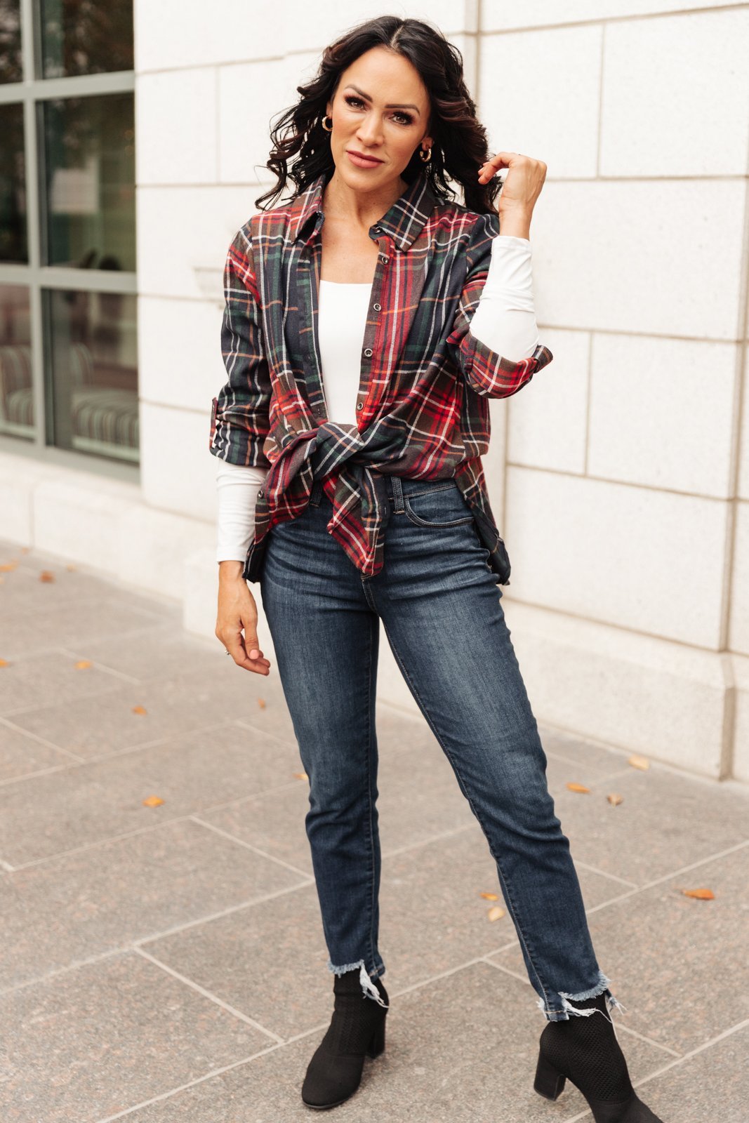 Alana Plaid Button Down Top (Online Exclusive) - Uptown Boutique Ramona