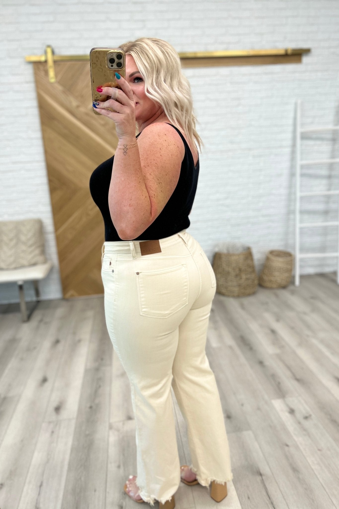 Alice High Rise Over Dyed 90's Straight Jeans in Light Khaki (Online Exclusive) - Uptown Boutique Ramona