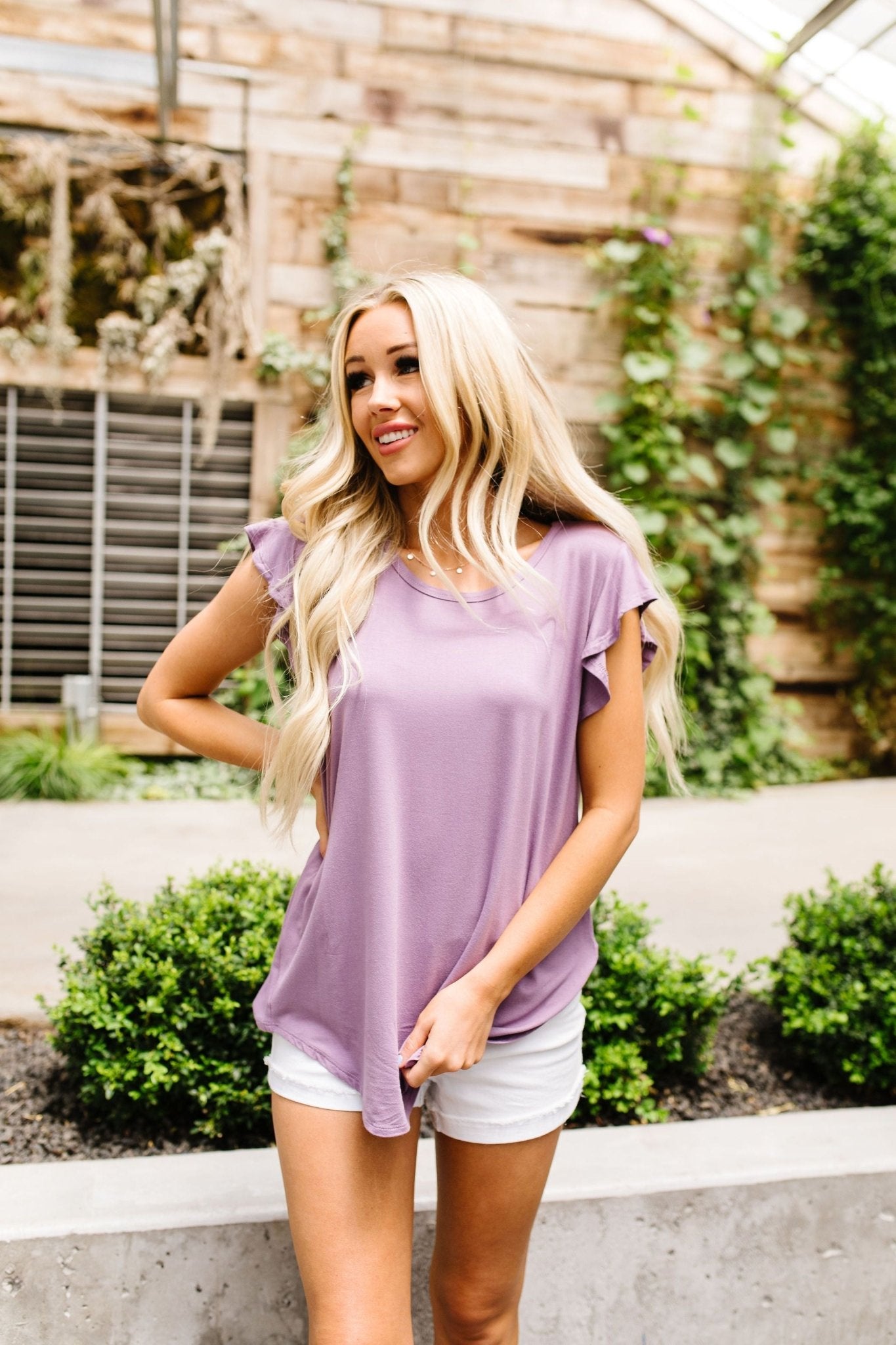 All A Flutter Lavender Top (Online Exclusive) - Uptown Boutique Ramona