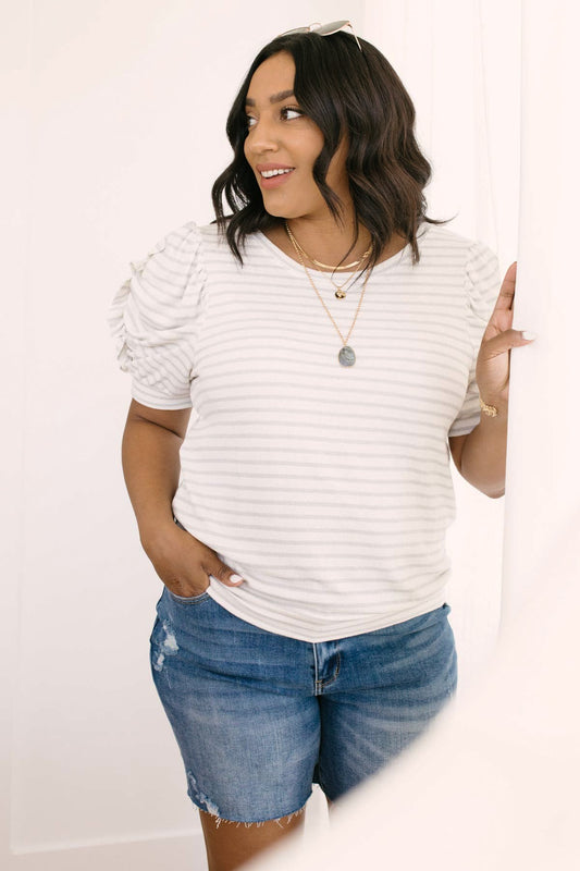 All In The Sleeves Striped Top (Online Exclusive) - Uptown Boutique Ramona