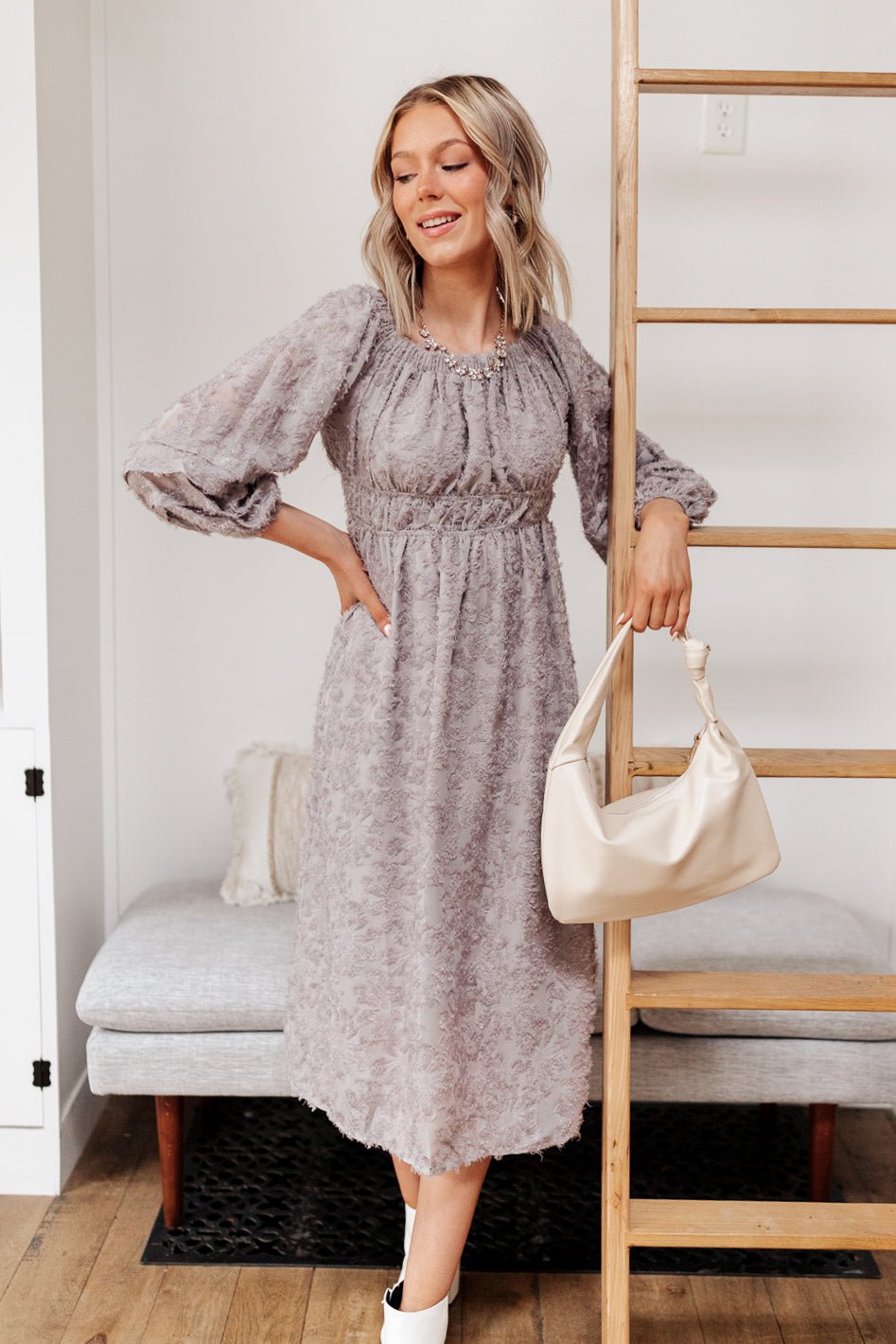 All Is Well Dress In Opal Gray (Online Exclusive) - Uptown Boutique Ramona