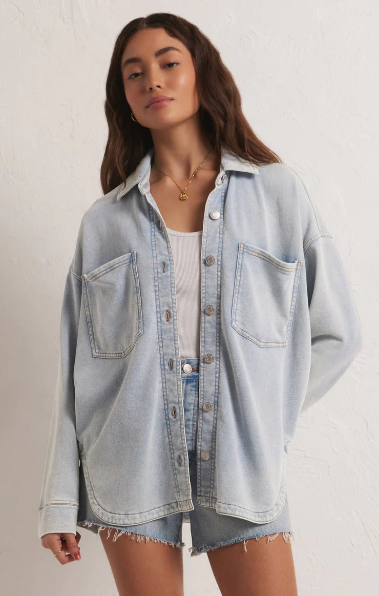 All Knit Denim Jacket - Uptown Boutique Ramona