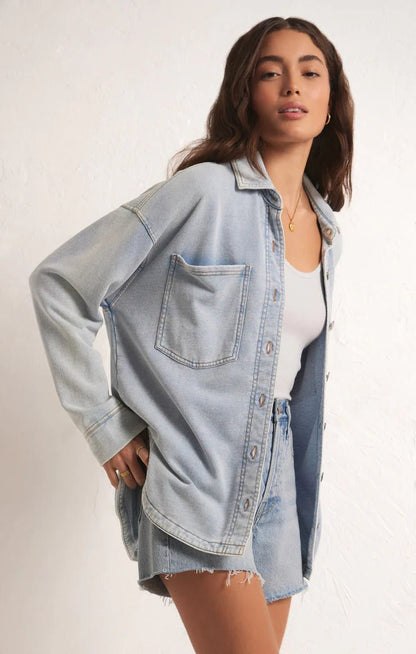 All Knit Denim Jacket - Uptown Boutique Ramona