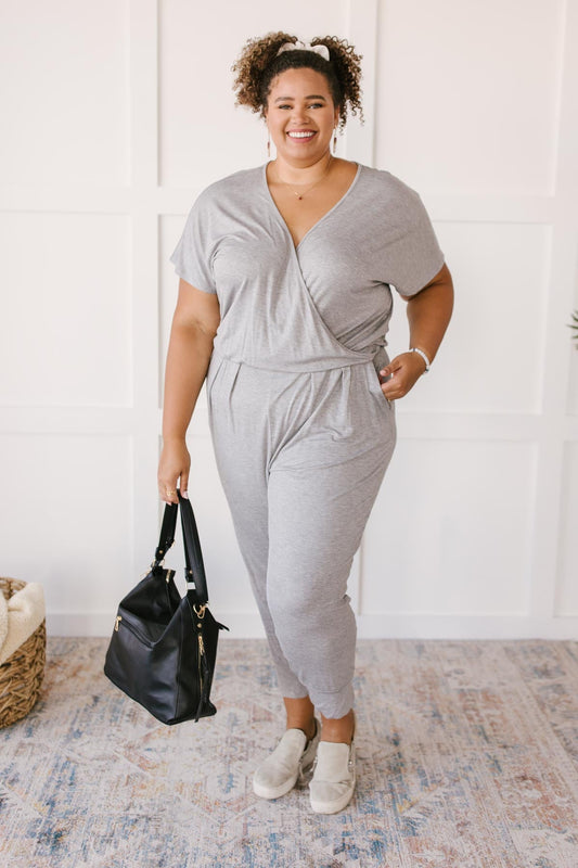 Already Ready Jumpsuit in Grey (Online Exclusives) - Uptown Boutique Ramona