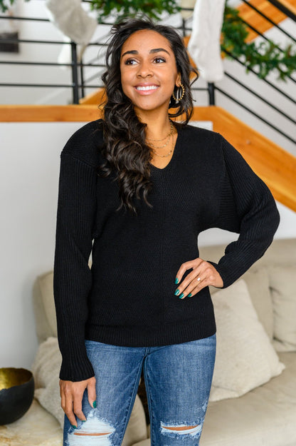 Always Around V - Neck Sweater in Black (Online Exclusive) - Uptown Boutique Ramona