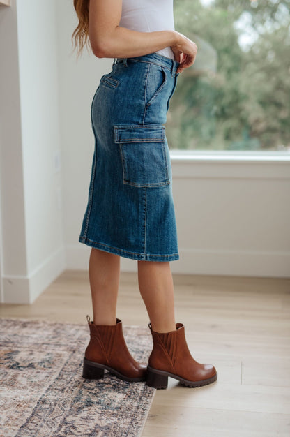 Always Be There Cargo Denim Skirt (Online Exclusive) - Uptown Boutique Ramona