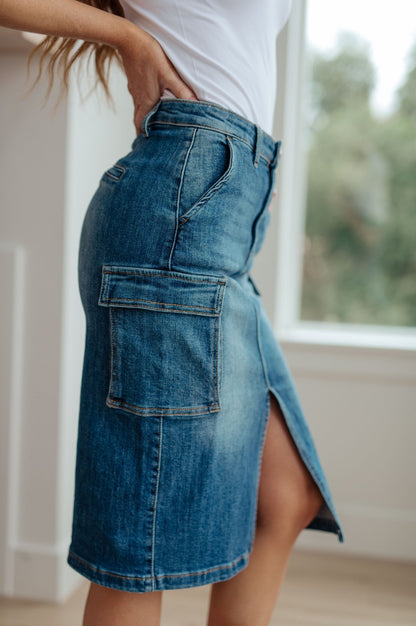 Always Be There Cargo Denim Skirt (Online Exclusive) - Uptown Boutique Ramona