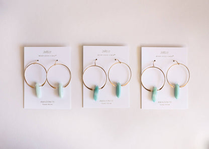 Amazonite Hoops Earring - Uptown Boutique Ramona