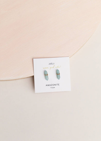 Amazonite Mineral Point Earring - Uptown Boutique Ramona