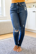 Annalise Slanted Raw Hem Skinny Jeans (Online Exclusive) - Uptown Boutique Ramona