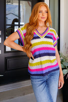 Another One V - Neck Striped Top - Uptown Boutique Ramona