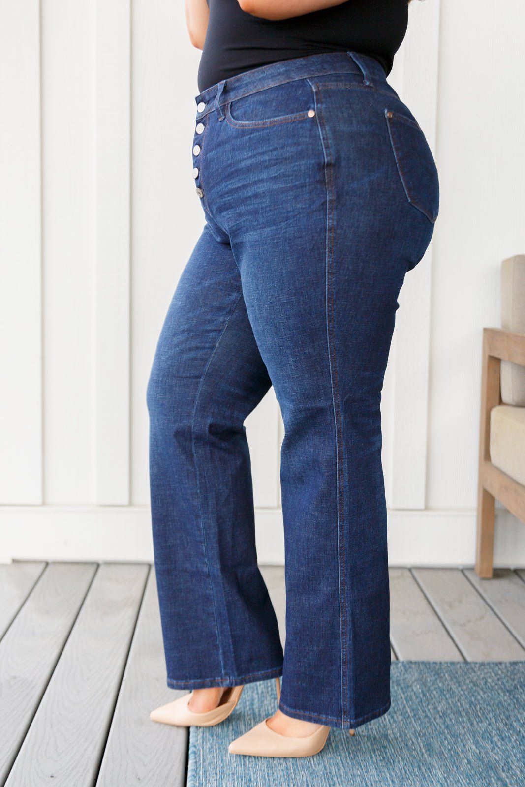 Arlo High Rise Button - Fly Straight Jeans (Online Exclusive) - Uptown Boutique Ramona