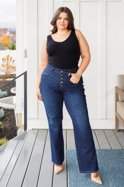 Arlo High Rise Button - Fly Straight Jeans (Online Exclusive) - Uptown Boutique Ramona