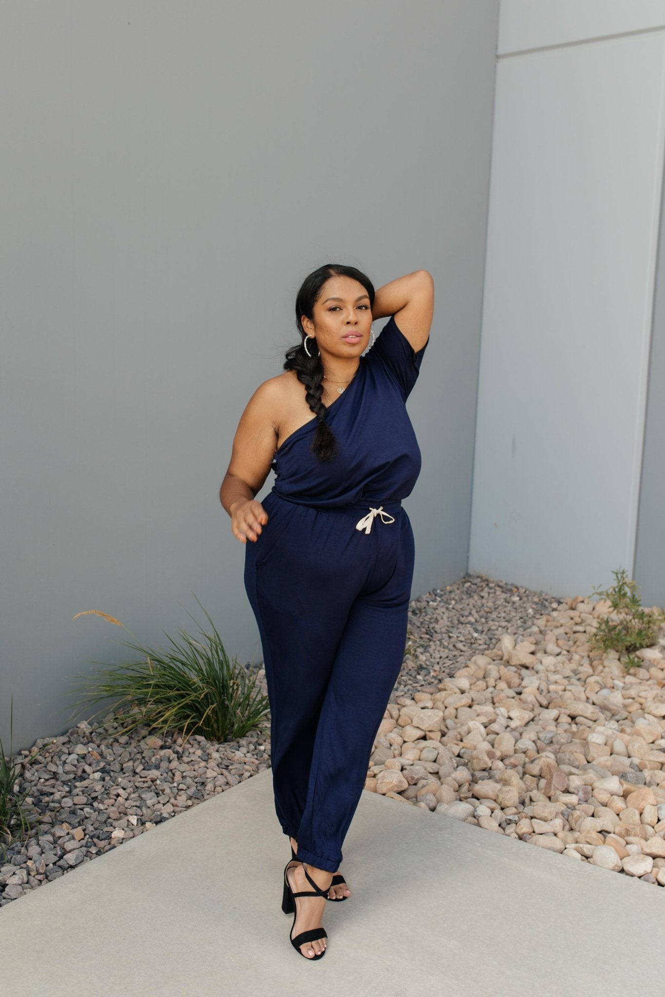 Arm And A Leg Jumpsuit In Navy (Online Exclusive) - Uptown Boutique Ramona