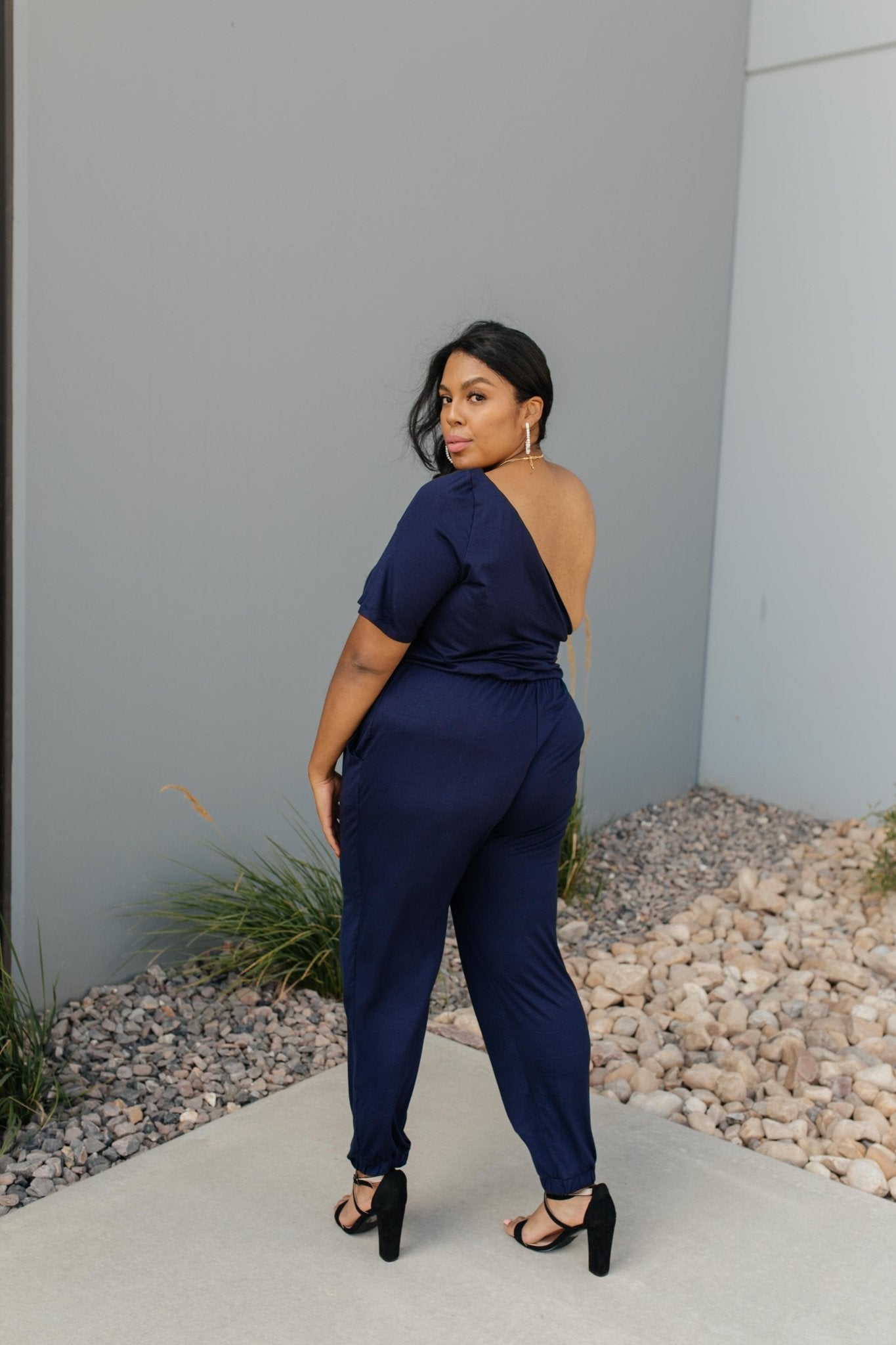 Arm And A Leg Jumpsuit In Navy (Online Exclusive) - Uptown Boutique Ramona