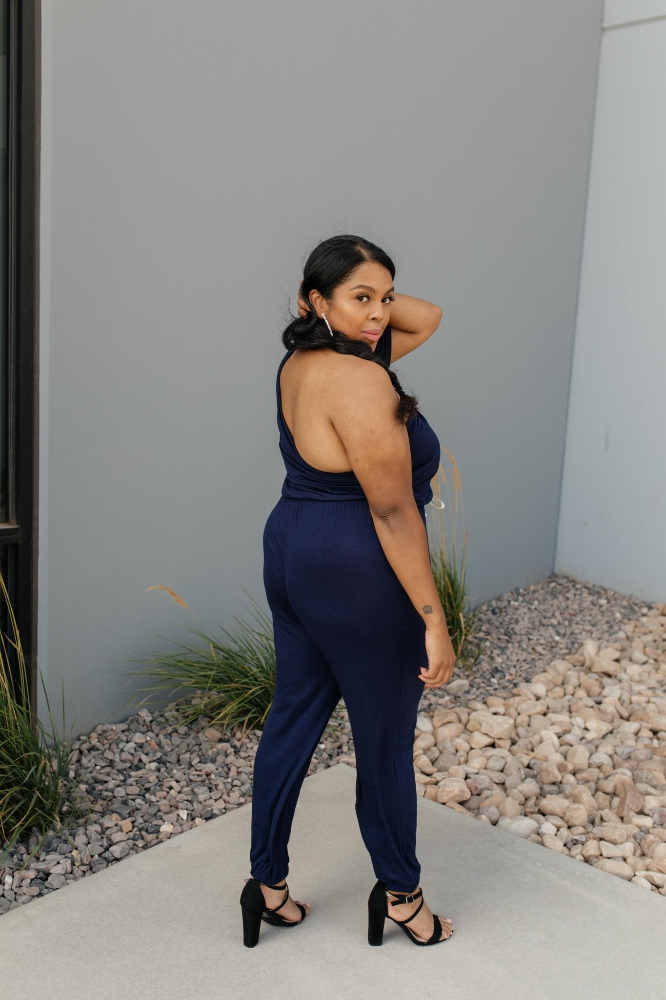 Arm And A Leg Jumpsuit In Navy (Online Exclusive) - Uptown Boutique Ramona