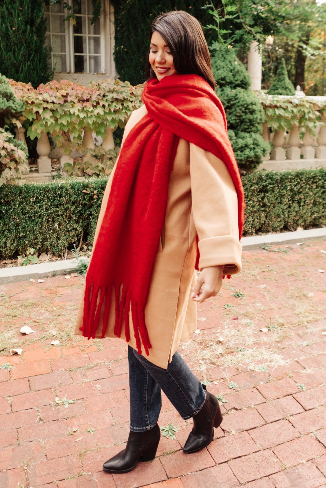 Artisan Fringe Scarf in Red (Online Exclusive) - Uptown Boutique Ramona