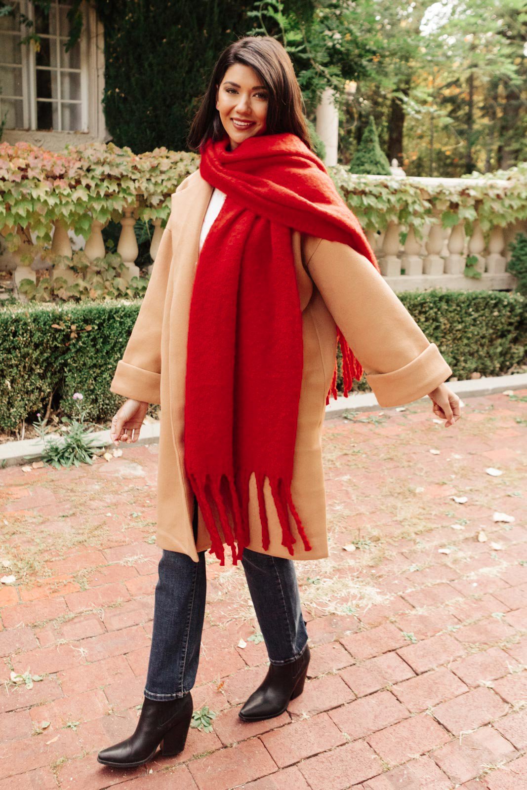 Artisan Fringe Scarf in Red (Online Exclusive) - Uptown Boutique Ramona