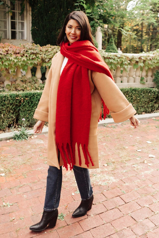 Artisan Fringe Scarf in Red (Online Exclusive) - Uptown Boutique Ramona