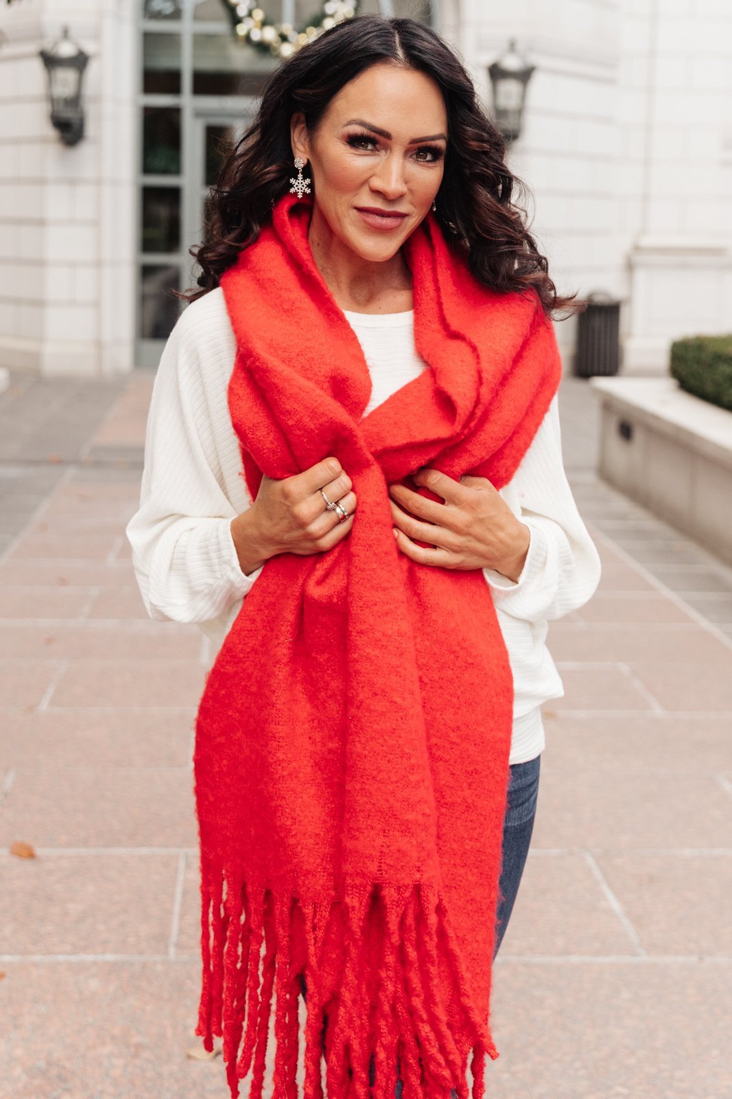 Artisan Fringe Scarf in Red (Online Exclusive) - Uptown Boutique Ramona