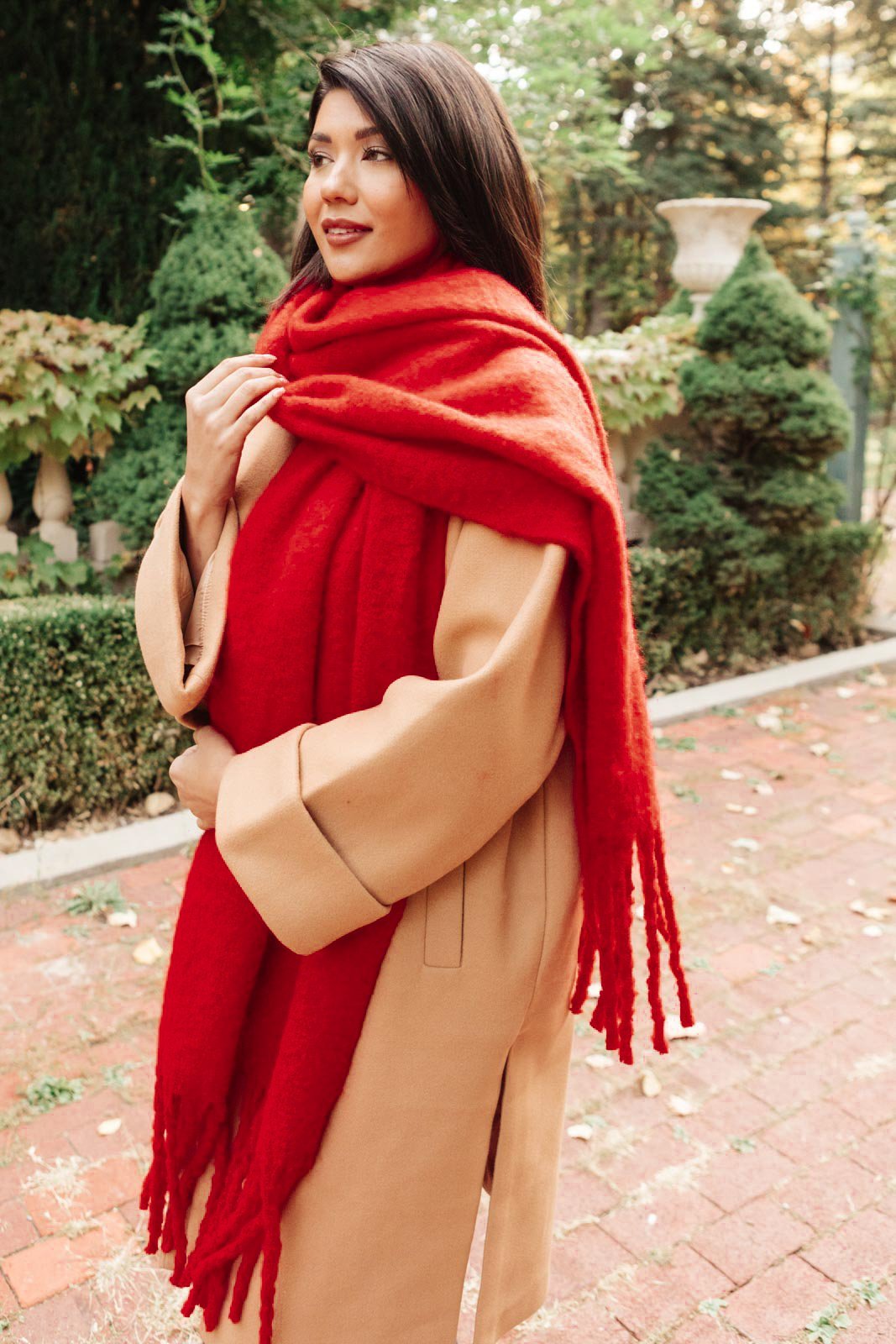 Artisan Fringe Scarf in Red (Online Exclusive) - Uptown Boutique Ramona