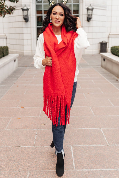 Artisan Fringe Scarf in Red (Online Exclusive) - Uptown Boutique Ramona