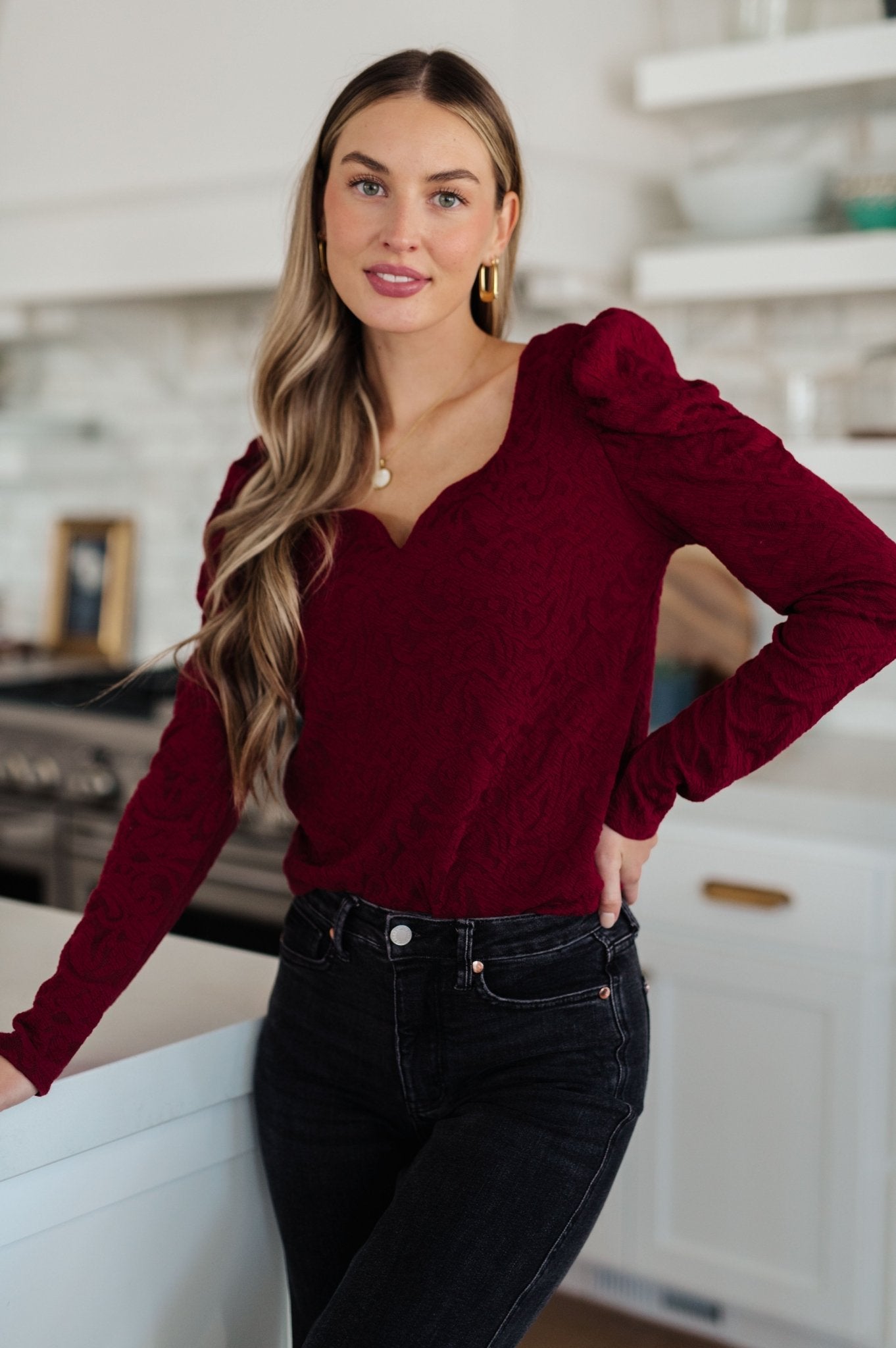 Ask A Question Ruched Sleeve Top (Online Exclusive) - Uptown Boutique Ramona