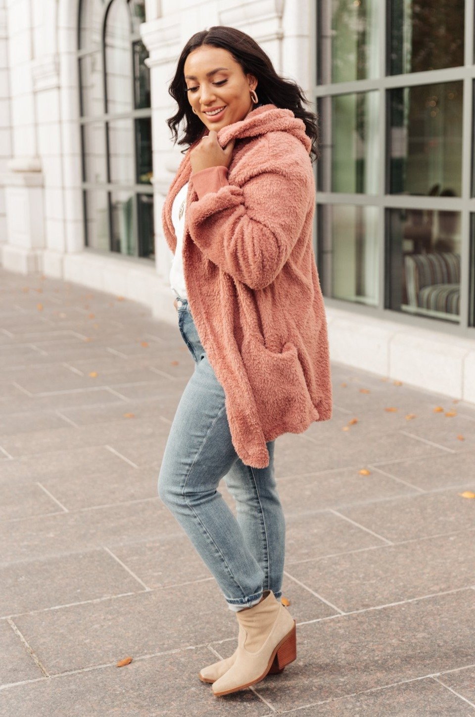 At The Lodge Fuzzy Cardigan in Mauve (Online Exclusive) - Uptown Boutique Ramona