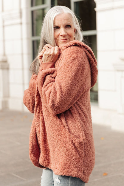 At The Lodge Fuzzy Cardigan in Mauve (Online Exclusive) - Uptown Boutique Ramona