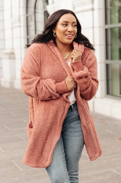 At The Lodge Fuzzy Cardigan in Mauve (Online Exclusive) - Uptown Boutique Ramona