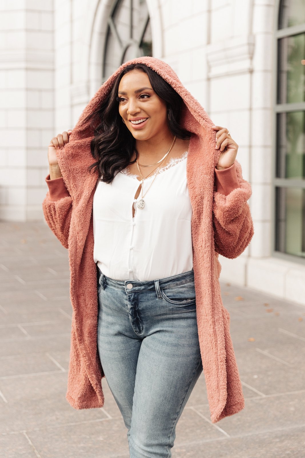 At The Lodge Fuzzy Cardigan in Mauve (Online Exclusive) - Uptown Boutique Ramona