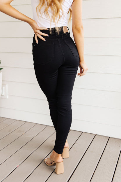 Audrey High Rise Control Top Classic Skinny Jeans in Black (Online Exclusive) - Uptown Boutique Ramona