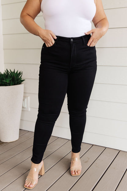 Audrey High Rise Control Top Classic Skinny Jeans in Black (Online Exclusive) - Uptown Boutique Ramona