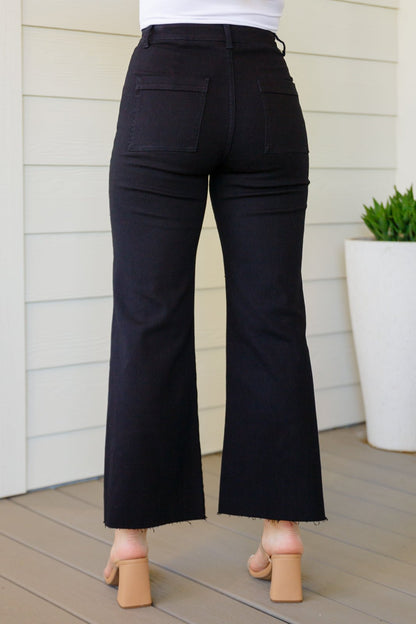 August High Rise Wide Leg Crop Jeans in Black (Online Exclusive) - Uptown Boutique Ramona