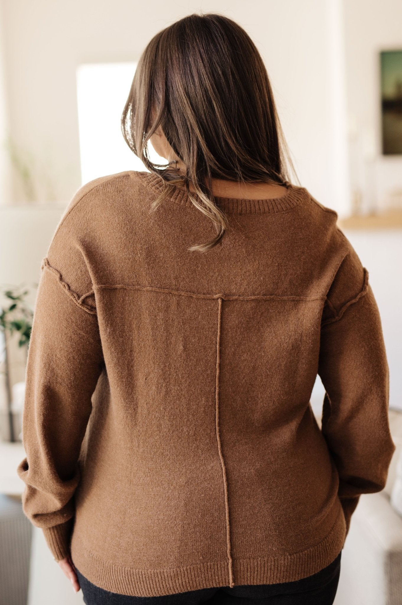 Back to Life V - Neck Sweater in Mocha (Online Exclusive) - Uptown Boutique Ramona