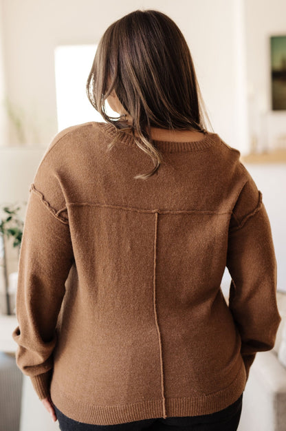 Back to Life V - Neck Sweater in Mocha (Online Exclusive) - Uptown Boutique Ramona