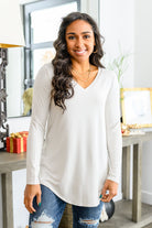 Basics Are Best Long Sleeve V - Neck Top in Bone (Online Exclusive) - Uptown Boutique Ramona