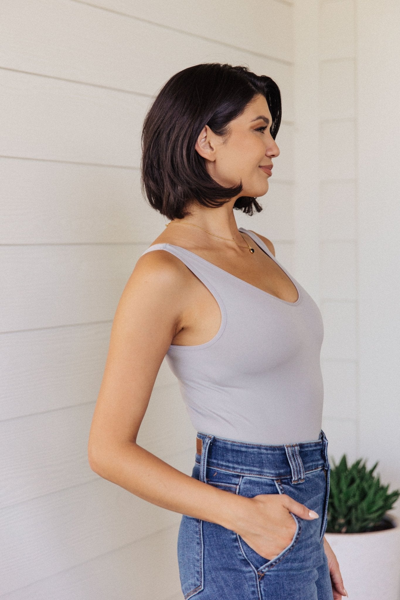 Basics Bodysuit in Grey (Online Exclusive) - Uptown Boutique Ramona