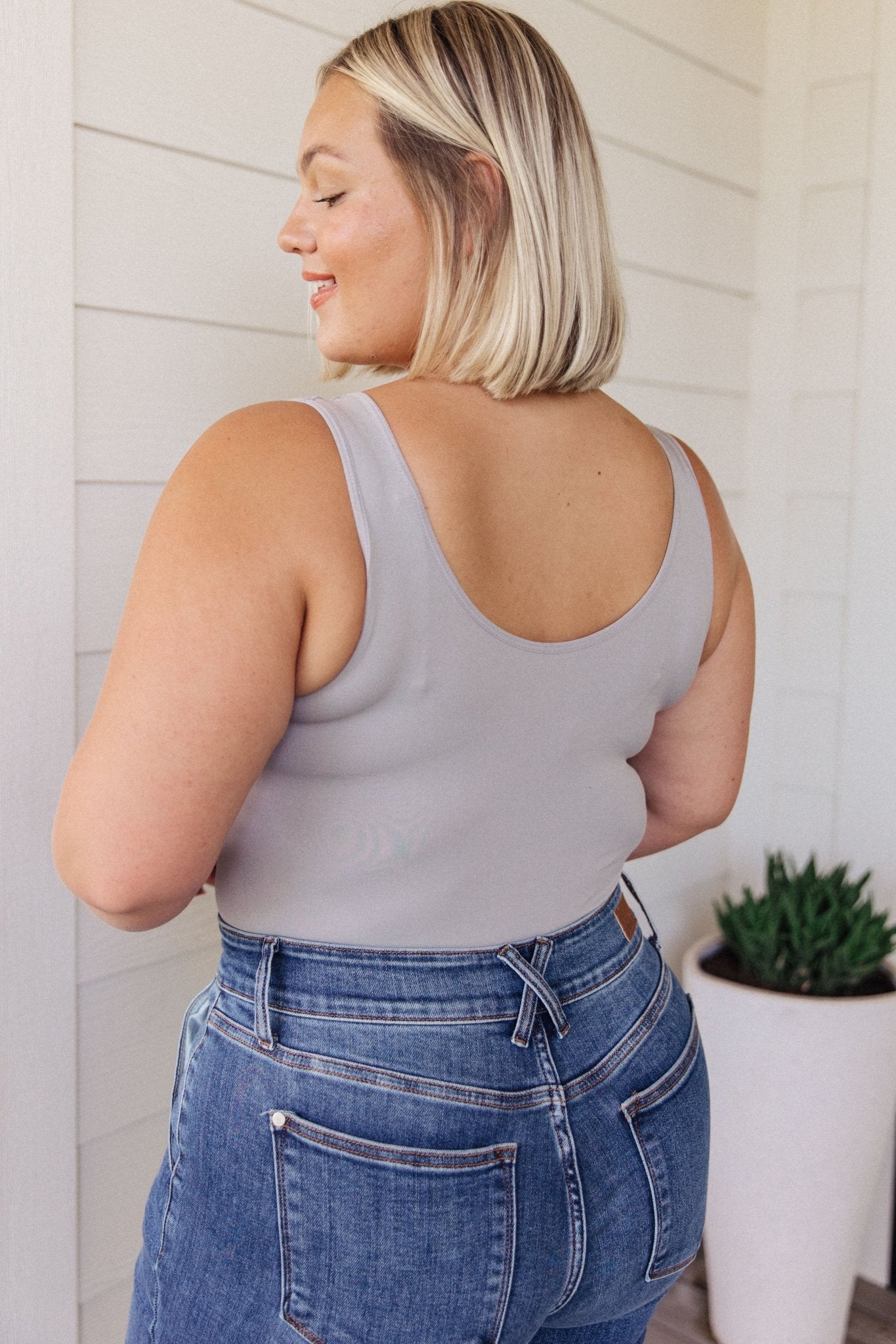 Basics Bodysuit in Grey (Online Exclusive) - Uptown Boutique Ramona