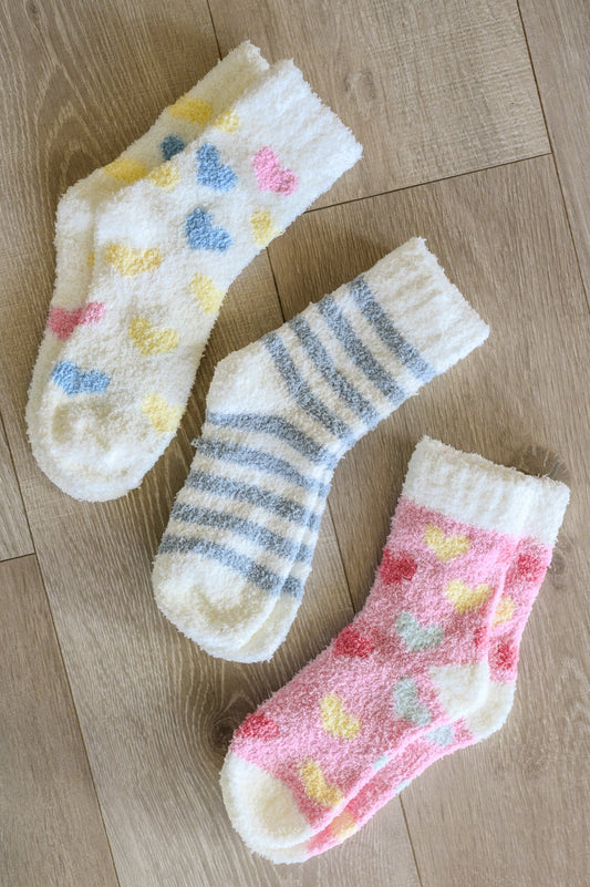 Be Mine Softest Cloud Socks set of 3 (Online Exclusive) - Uptown Boutique Ramona