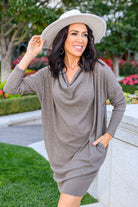 Be True Cowl Neck Knit Mini Dress In Cocoa (Online Exclusive) - Uptown Boutique Ramona