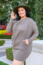 Be True Cowl Neck Knit Mini Dress In Cocoa (Online Exclusive) - Uptown Boutique Ramona