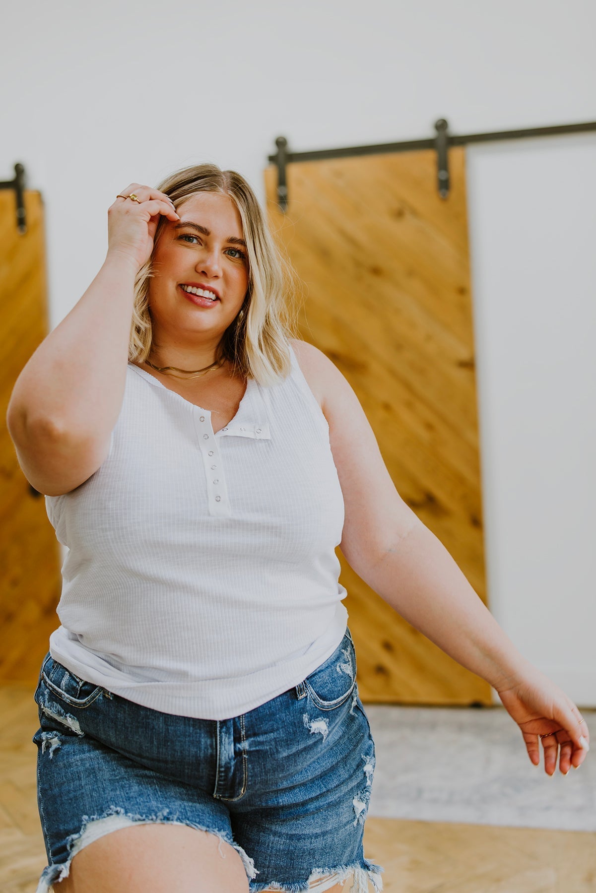 Be You Ribbed Button Up Tank In White (Online Exclusive) - Uptown Boutique Ramona