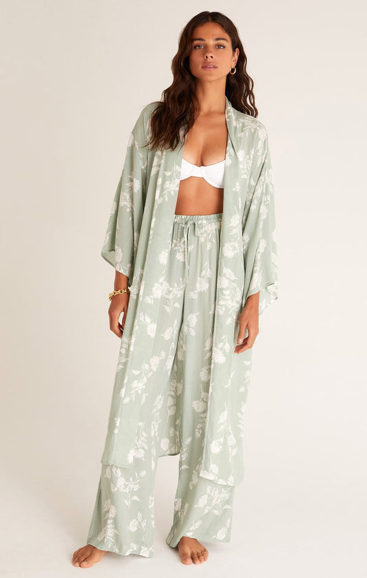 Bed To Beach Floral Kimono - Soft Sage - Uptown Boutique Ramona