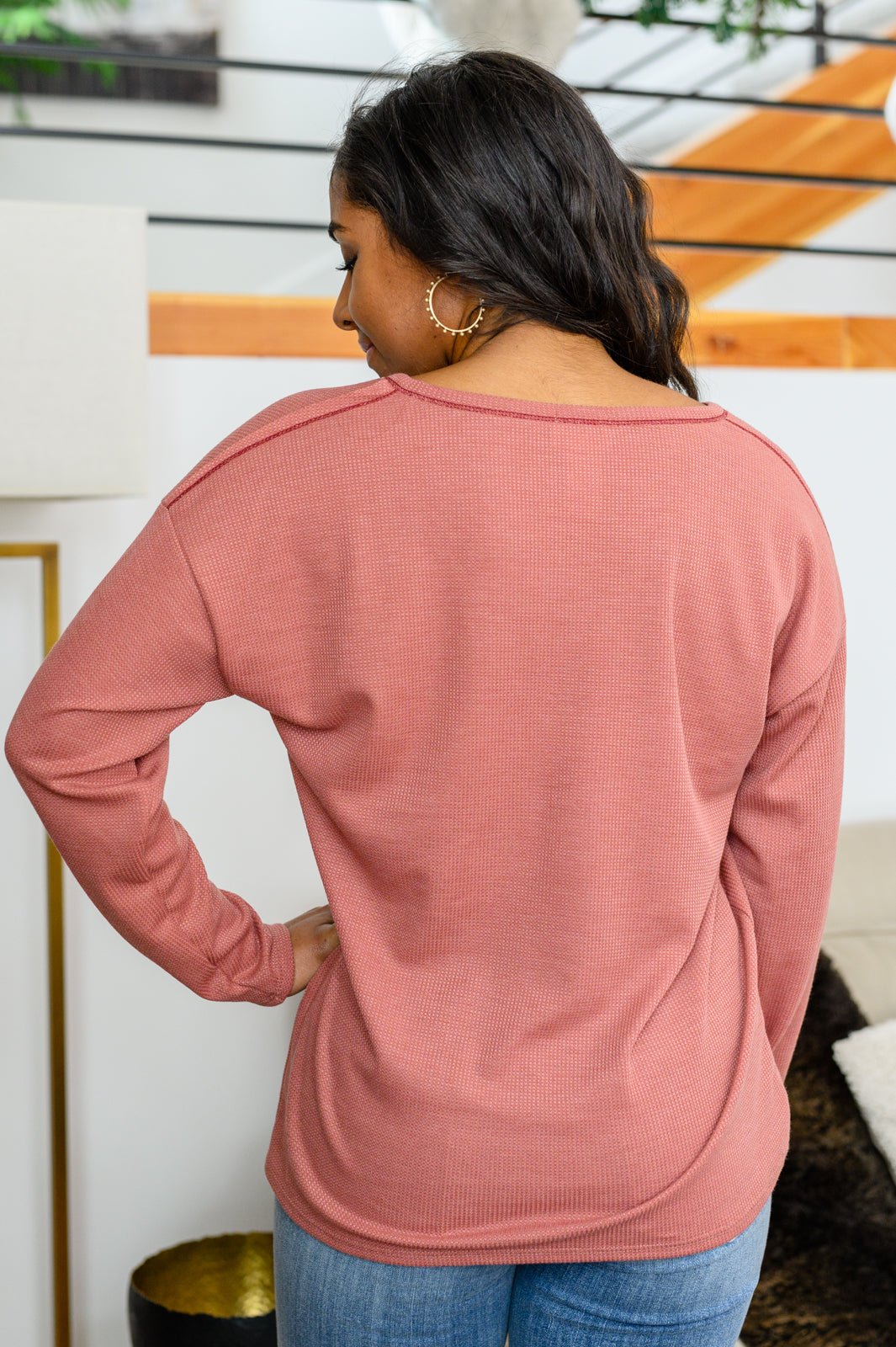 Behind The Scenes Waffle Knit Top (Online Exclusive) - Uptown Boutique Ramona