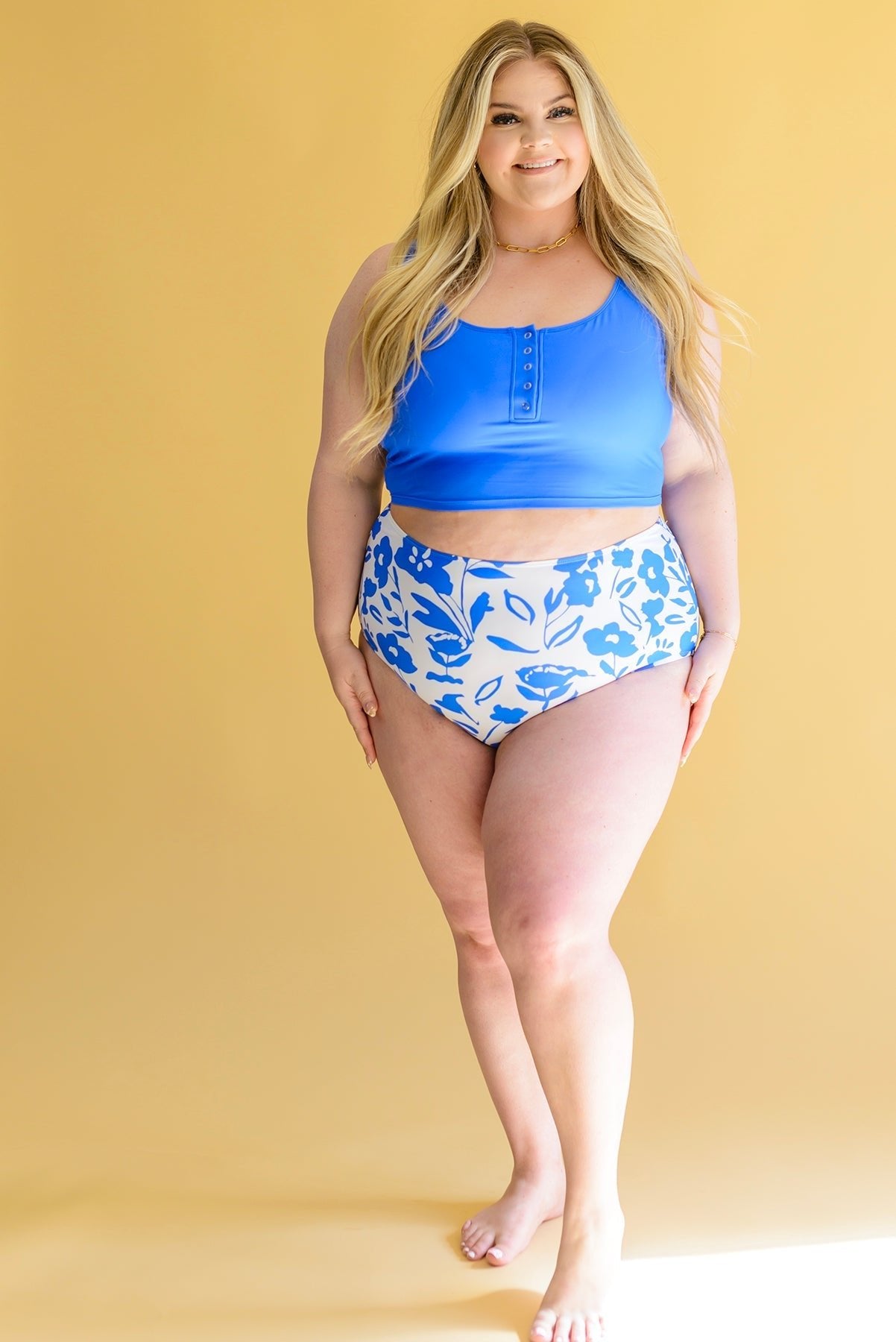 Bermuda Button Up Swim Top and Floral Swim Bottoms (Online Exclusive) - Uptown Boutique Ramona