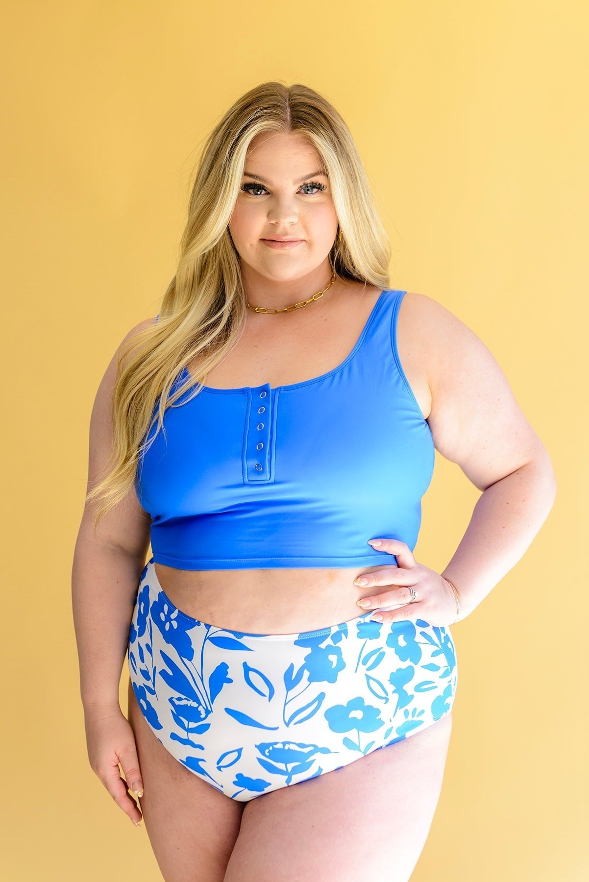 Bermuda Button Up Swim Top and Floral Swim Bottoms (Online Exclusive) - Uptown Boutique Ramona